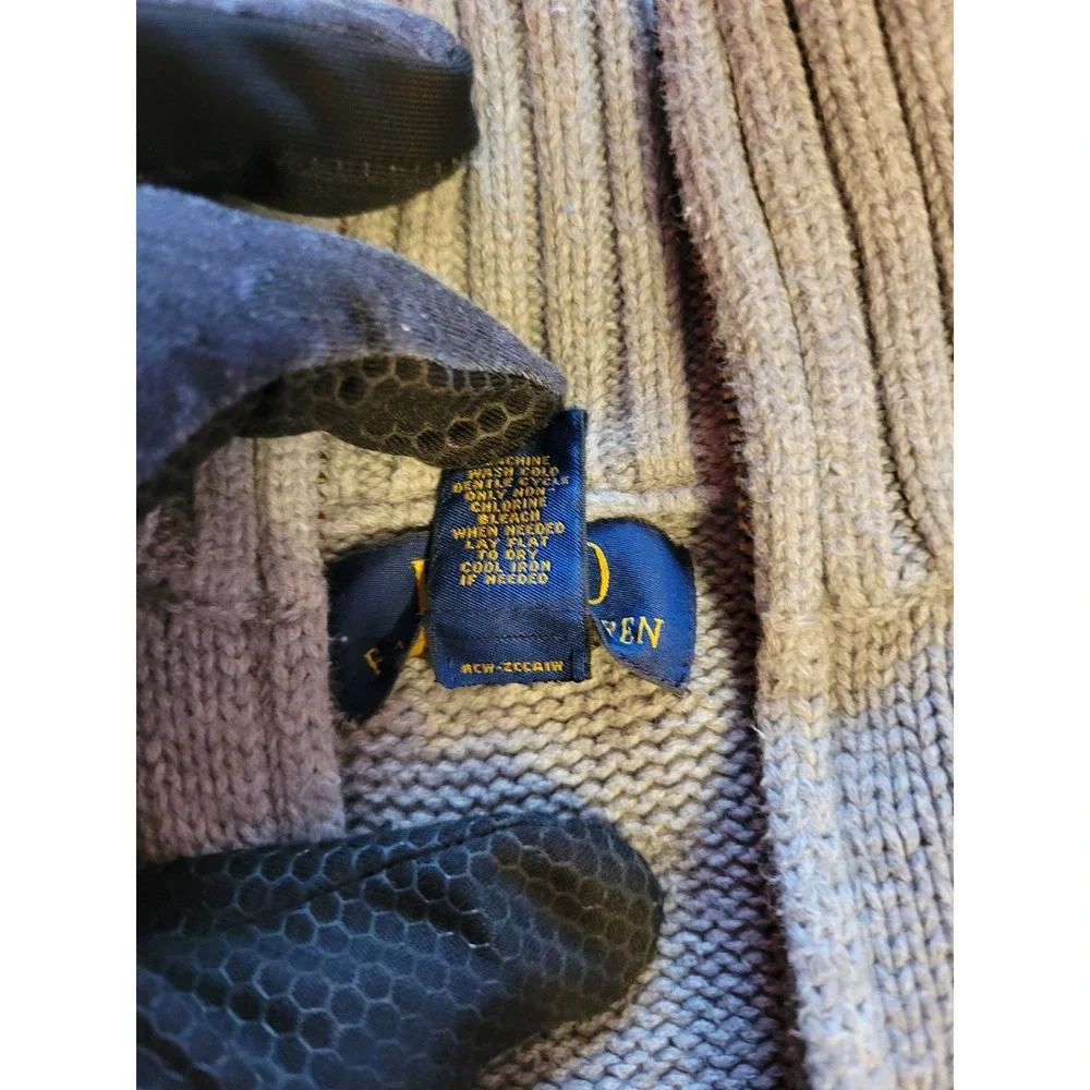 Polo Ralph Lauren Boys Gray 100% Cotton Quarter Zip Sweater Size L 14-16